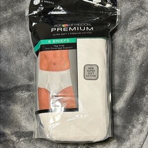 Fruit of the Loom White Briefs Premium Comfort XL 40-42in
